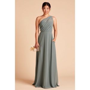 Birdy Grey Green Chiffon One Shoulder Dress